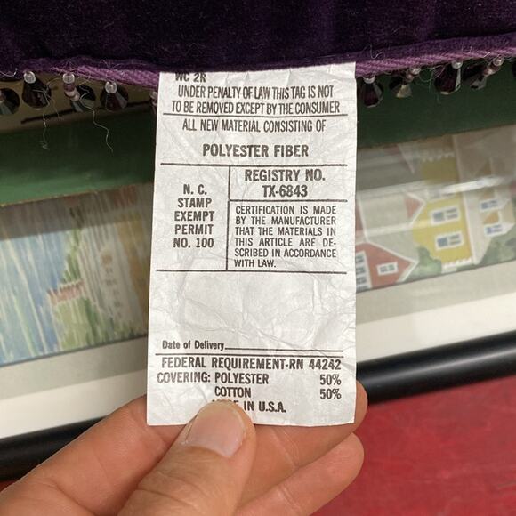 Bed, bath, and beyond plum‎ purple velvet pillow with crystal beaded trim - Picture 3 of 5